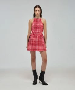 Self-portrait Red Boucle Cut Out Mini Dress READY TO WEAR