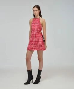 Self-portrait Red Boucle Cut Out Mini Dress READY TO WEAR