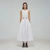 Self-portrait READY TO WEAR White Organic Cotton Cut Out Midi Dress