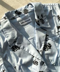 Self-portrait Blue Floral Silhouette Organic Cotton Midi Dress