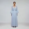 Self-portrait Blue Macrame Lace Chiffon Maxi Dress