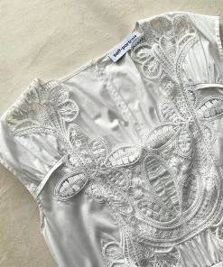 Self-portrait READY TO WEAR White Macrame Lace Organic Cotton Midi Dress