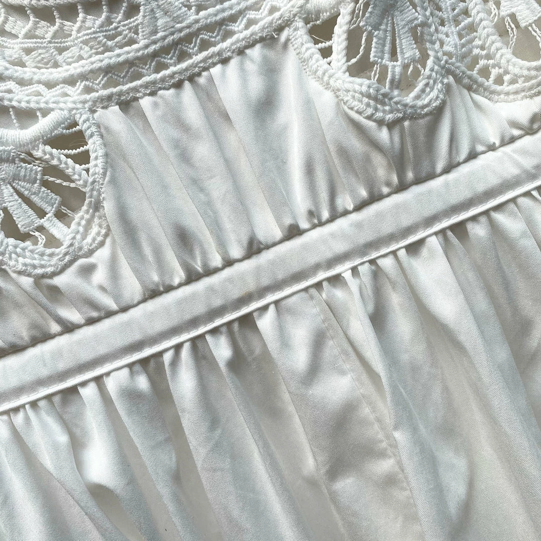 Self-portrait READY TO WEAR White Macrame Lace Organic Cotton Midi Dress