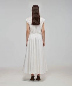 Self-portrait READY TO WEAR White Macrame Lace Organic Cotton Midi Dress