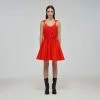 Self-portrait Red Macrame Lace Organic Cotton Mini Dress READY TO WEAR