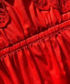 Self-portrait Red Macrame Lace Organic Cotton Mini Dress READY TO WEAR