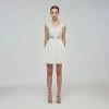 Self-portrait White Macrame Lace Organic Cotton Mini Dress