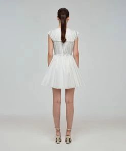 Self-portrait White Macrame Lace Organic Cotton Mini Dress