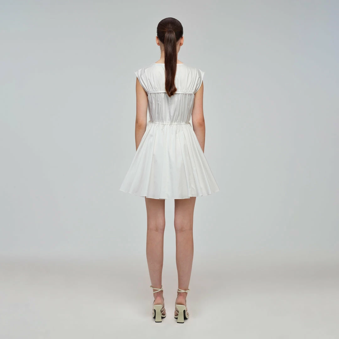 Self-portrait White Macrame Lace Organic Cotton Mini Dress