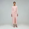 Self-portrait Pink Jersey Gathered Cut Out Midi Dress