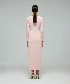 Self-portrait Pink Jersey Gathered Cut Out Midi Dress