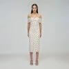 Self-portrait Ivory Polka Print Jersey Off-Shoulder Midi Dress READY TO WEAR
