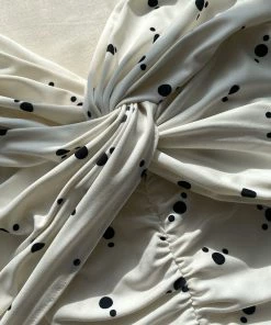 Self-portrait Ivory Polka Print Jersey Off-Shoulder Midi Dress READY TO WEAR