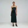Self-portrait READY TO WEAR Slate Stretch Crepe Cut Out Midi Dress