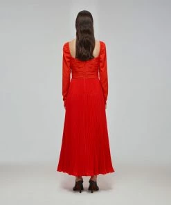 Self-portrait Red Stretch Crepe Cut Out Midi Dress