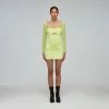 Self-portrait Lime Stretch Crepe Cut Out Mini Dress READY TO WEAR