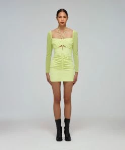 Self-portrait Lime Stretch Crepe Cut Out Mini Dress READY TO WEAR