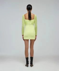 Self-portrait Lime Stretch Crepe Cut Out Mini Dress READY TO WEAR