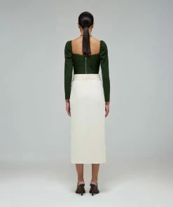 Self-portrait Slate Stretch Crepe Cut Top