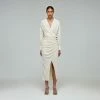 Self-portrait Ivory Wrap Midi Dress READY TO WEAR