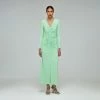 Self-portrait Spearmint Jersey Gathered Midi Dress READY TO WEAR