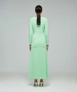 Self-portrait Spearmint Jersey Gathered Midi Dress READY TO WEAR