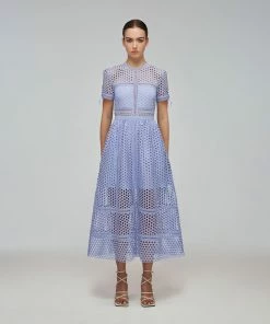 Self-portrait Lilac Guipure Lace Midi Dress