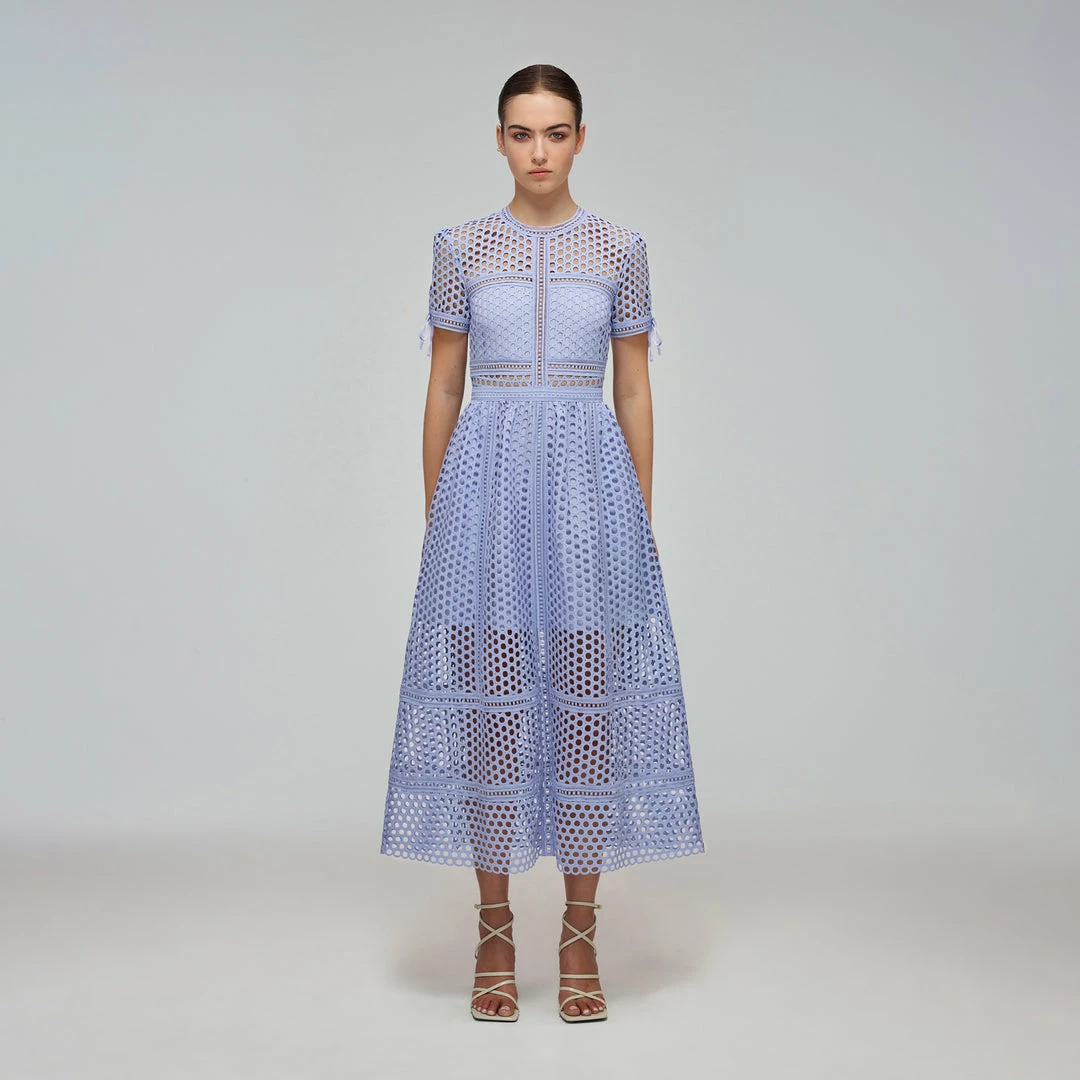 Self-portrait Lilac Guipure Lace Midi Dress