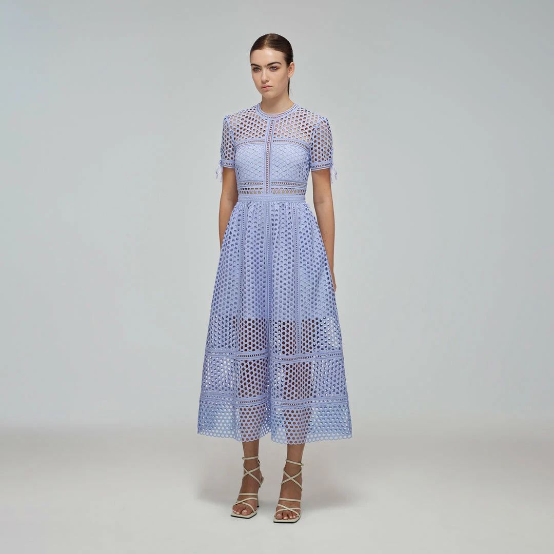 Self-portrait Lilac Guipure Lace Midi Dress
