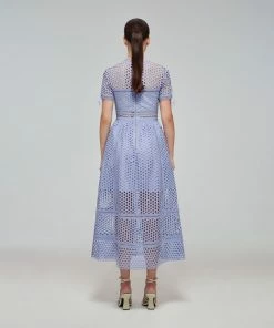 Self-portrait Lilac Guipure Lace Midi Dress