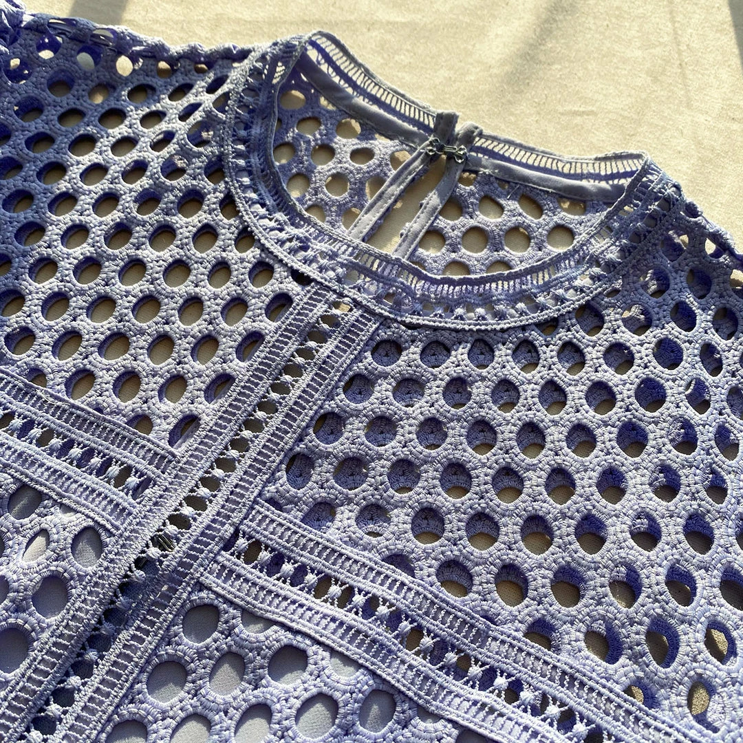 Self-portrait Lilac Guipure Lace Midi Dress