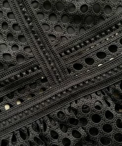 Self-portrait Black Guipure Lace Peplum Top READY TO WEAR