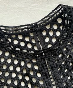 Self-portrait Black Guipure Lace Peplum Top READY TO WEAR