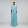 Self-portrait READY TO WEAR Tropical Blue Chiffon Maxi Dress