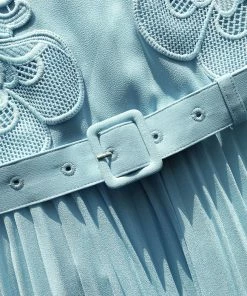 Self-portrait READY TO WEAR Tropical Blue Chiffon Maxi Dress