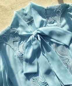 Self-portrait READY TO WEAR Tropical Blue Chiffon Maxi Dress