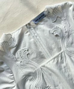 Self-portrait READY TO WEAR White Broderie Scallop Organic Cotton Top