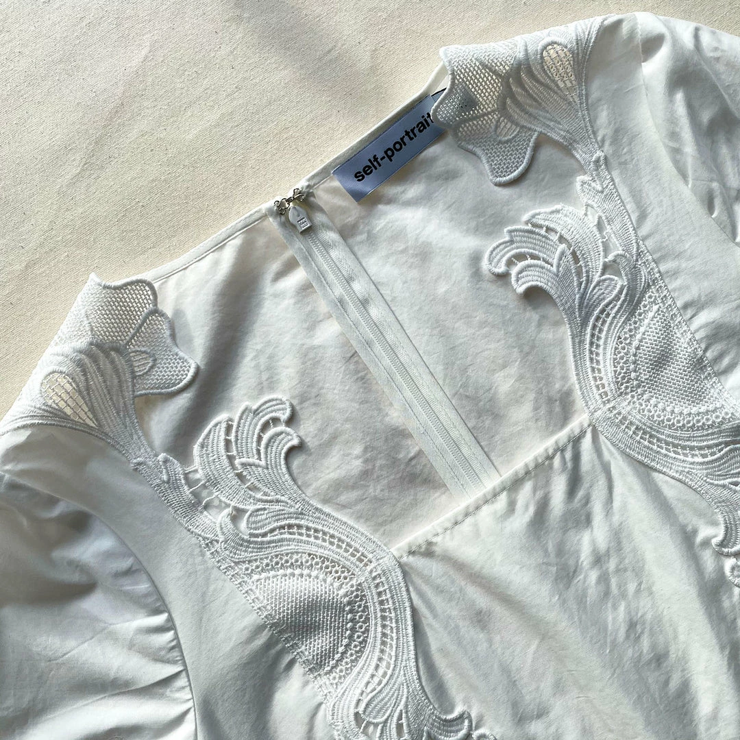 Self-portrait READY TO WEAR White Broderie Scallop Organic Cotton Top