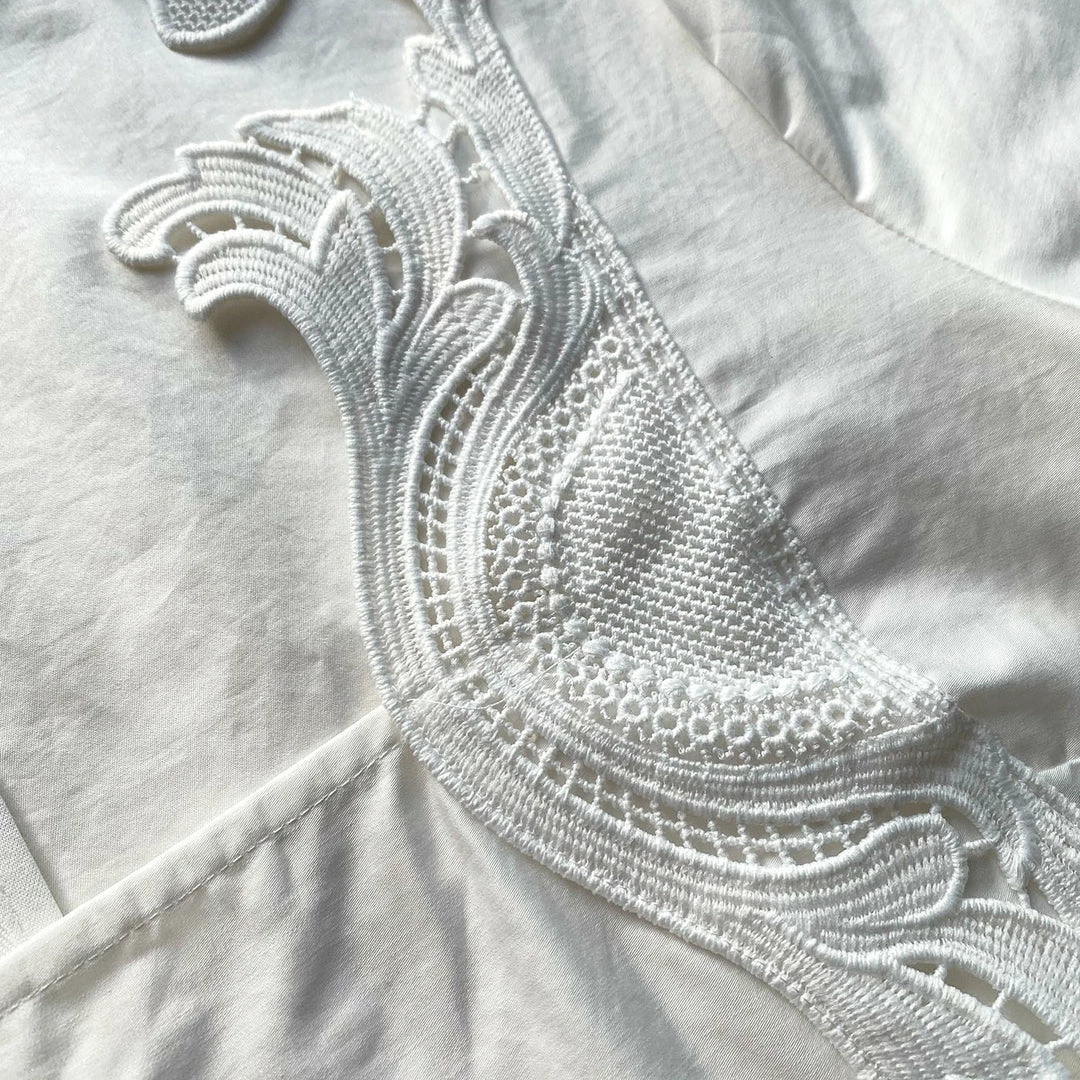 Self-portrait READY TO WEAR White Broderie Scallop Organic Cotton Top