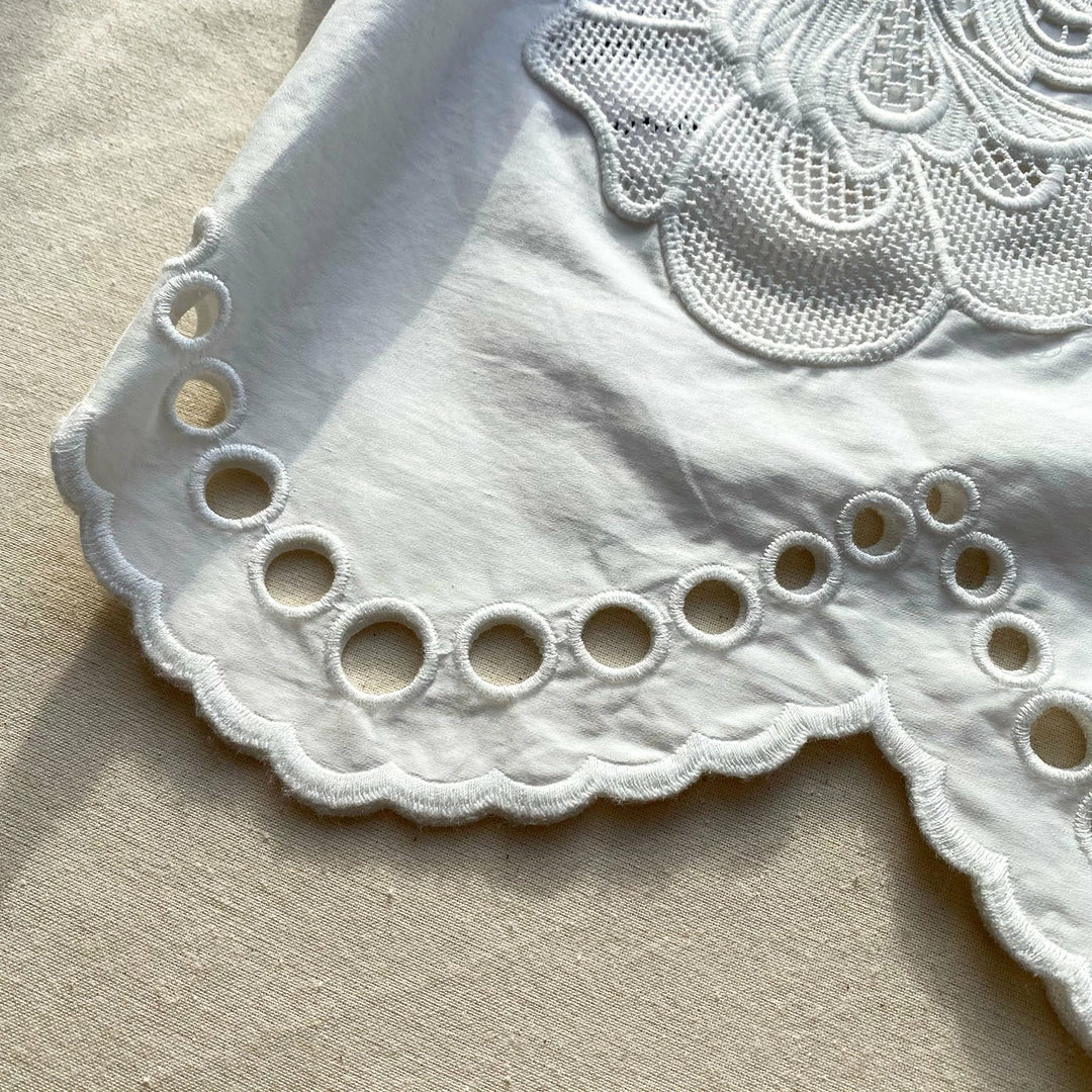 Self-portrait READY TO WEAR White Broderie Scallop Organic Cotton Top