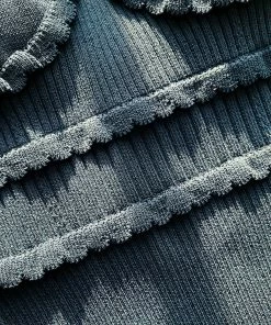 Self-portrait Khaki Knit Scallop Edge Midi Dress