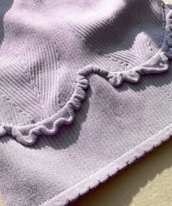 Self-portrait READY TO WEAR Lilac Knit Scallop Edge Halter Top