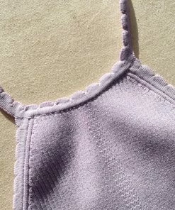 Self-portrait READY TO WEAR Lilac Knit Scallop Edge Halter Top