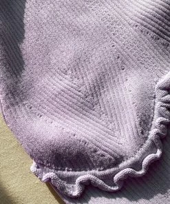 Self-portrait READY TO WEAR Lilac Knit Scallop Edge Halter Top