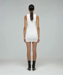 Self-portrait READY TO WEAR White Inserted Lace Knit Dress