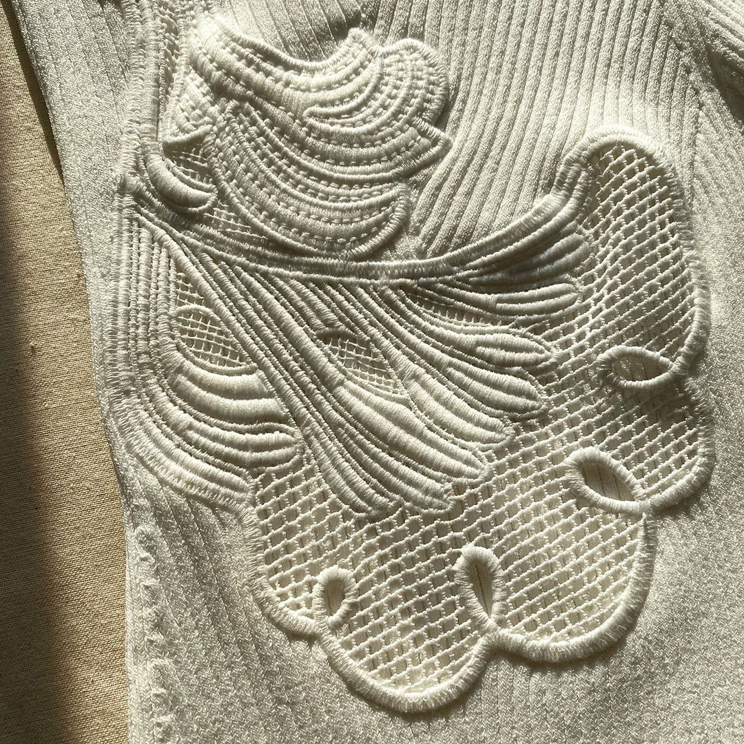 Self-portrait READY TO WEAR White Inserted Lace Knit Dress