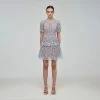 Self-portrait Blue Guipure Lace Mini Dress READY TO WEAR