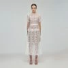 Self-portrait White Guipure Lace Peplum Midi Dress