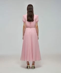 Self-portrait READY TO WEAR Pink Macrame Lace Chiffon Midi Dress
