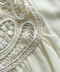 Self-portrait Ivory Macrame Lace Chiffon Blouse READY TO WEAR